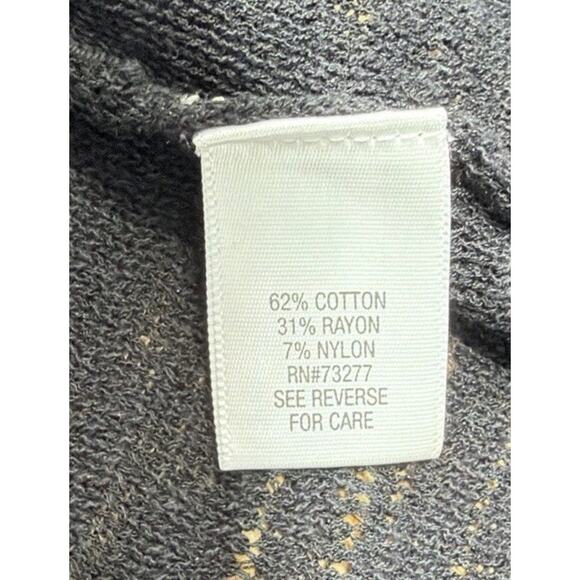 Croft Barrow Womens Open Cardigan Sweater Black Knit 3/4 Sleeve Ribbed Size M - Picture 4 of 4